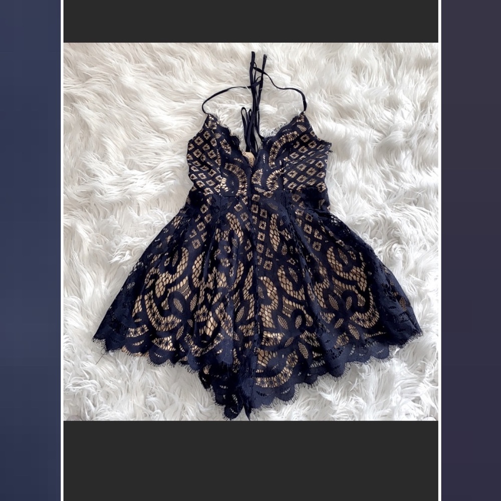 Luxxel Navy Lace Romper